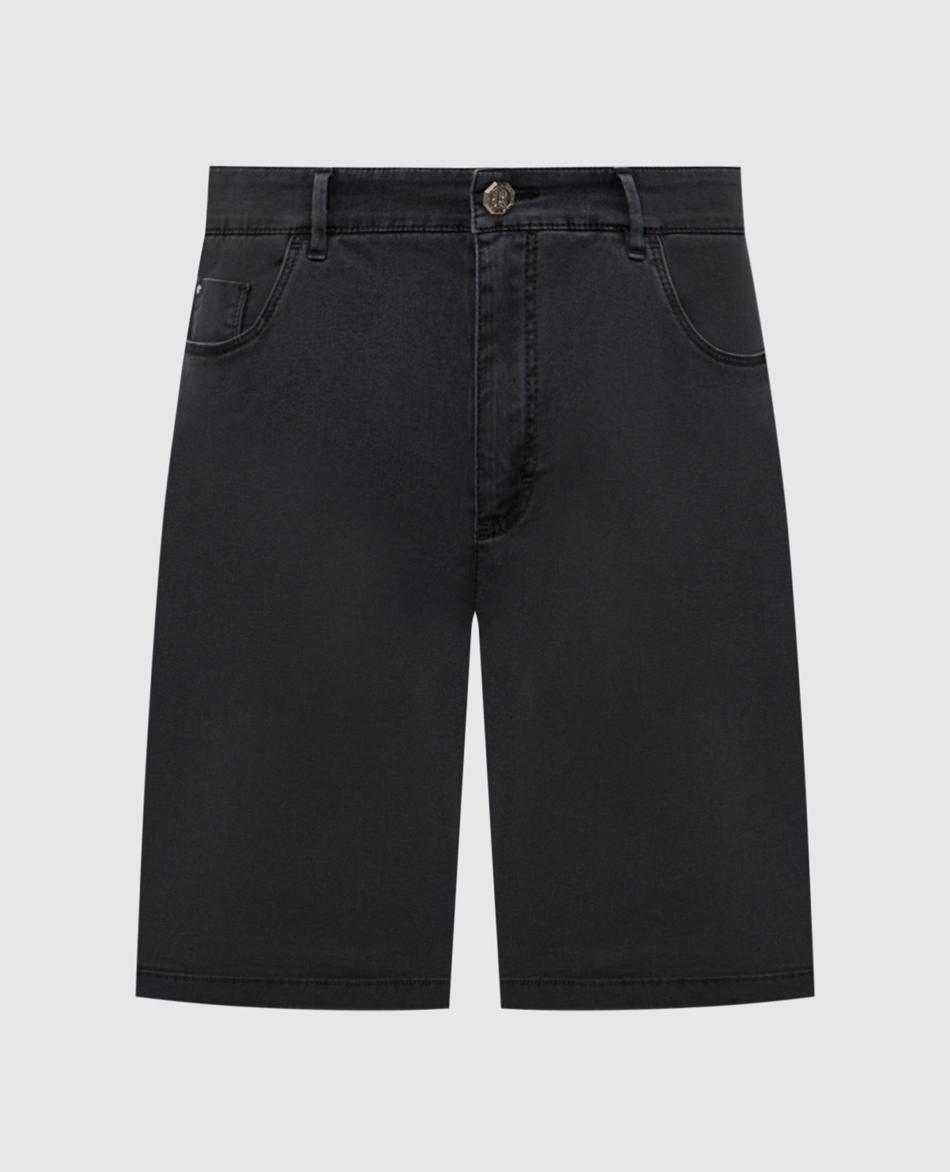 Grey denim shorts with logo Stefano Ricci