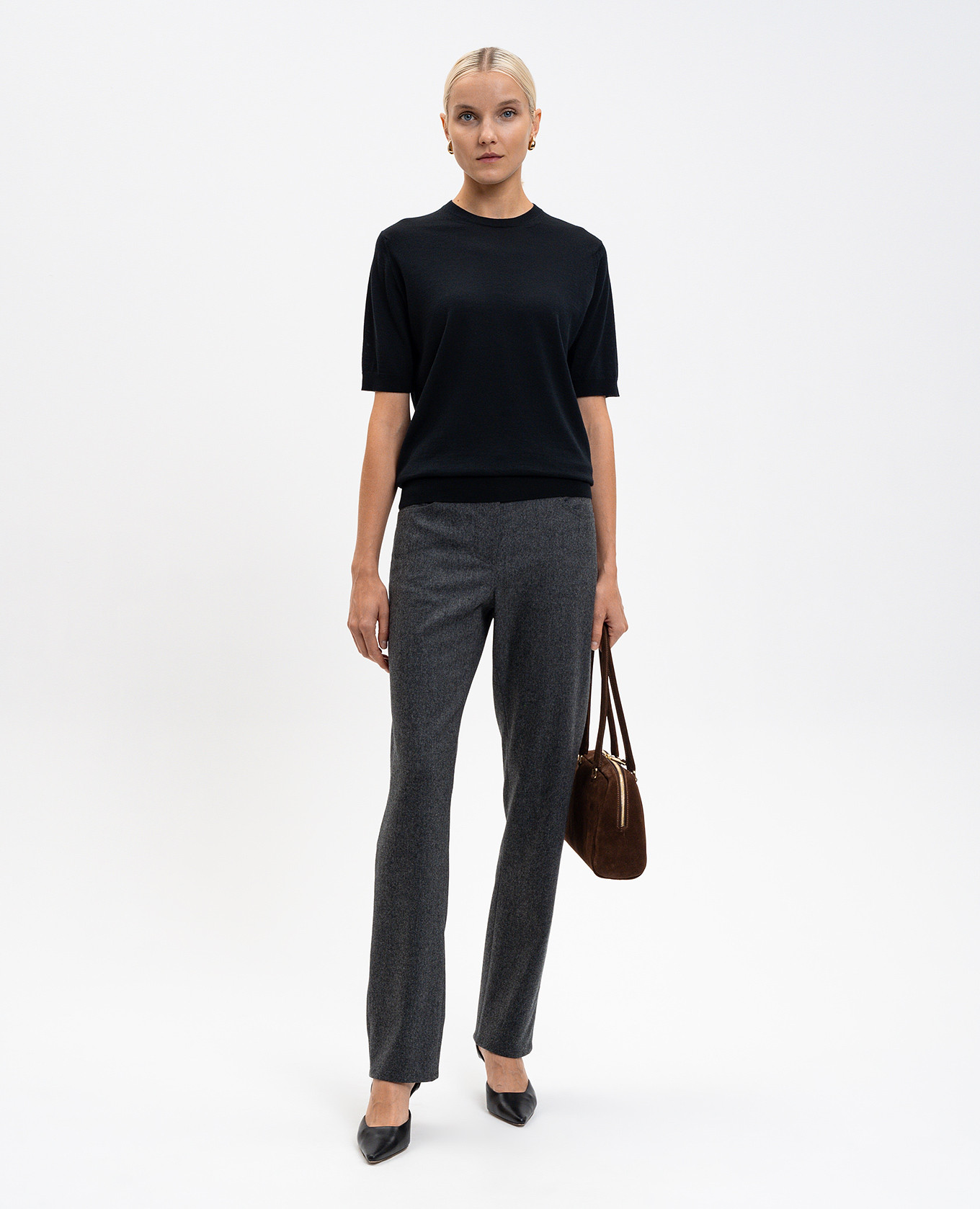 Black CERICE merino wool T-shirt John Smedley 2