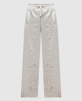 Brunello Cucinelli Silver pants with linen ML155P8538