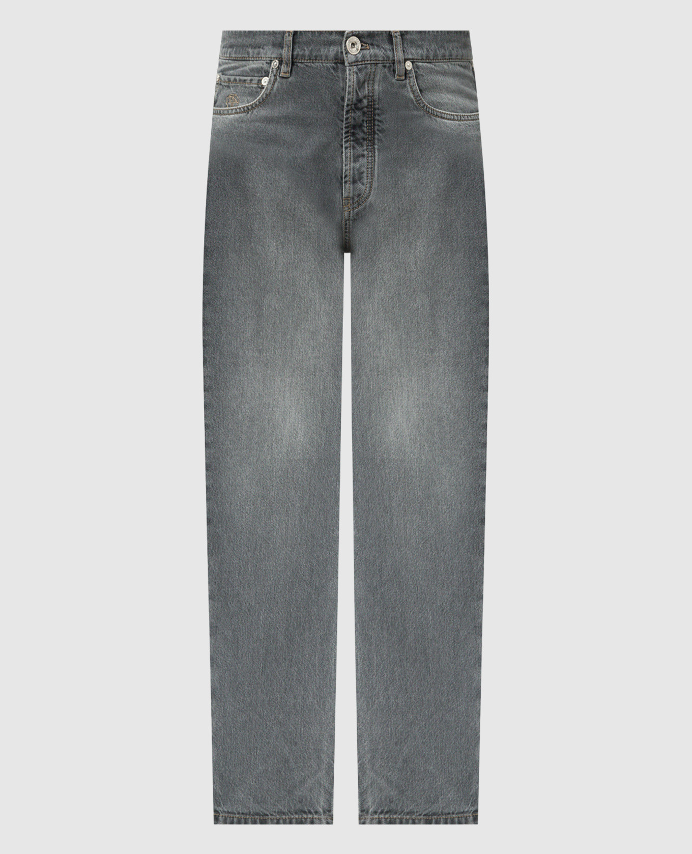 

Gray jeans with logo emblem embroidery Brunello Cucinelli, Grey