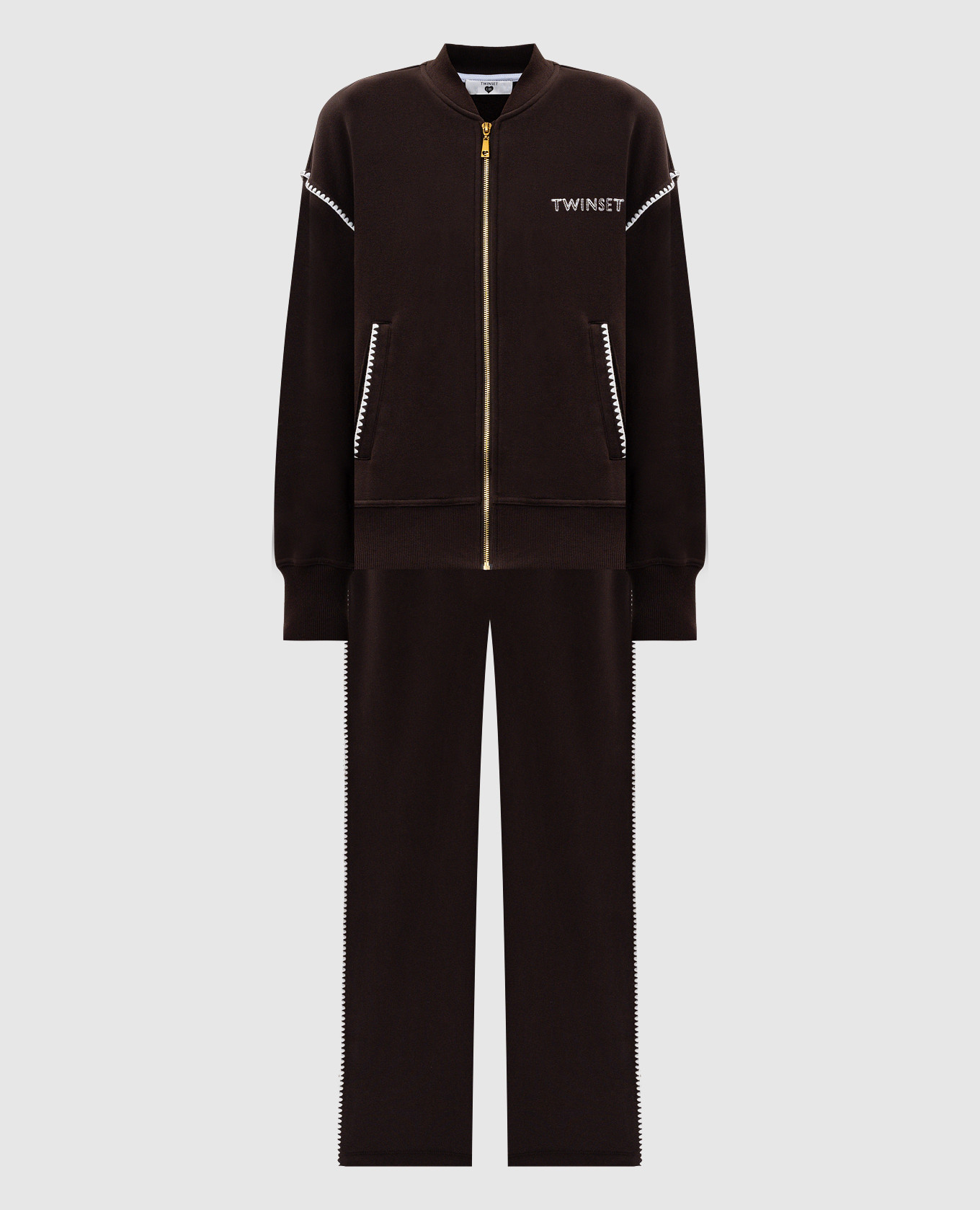 Brown tracksuit with logo embroidery Twinset