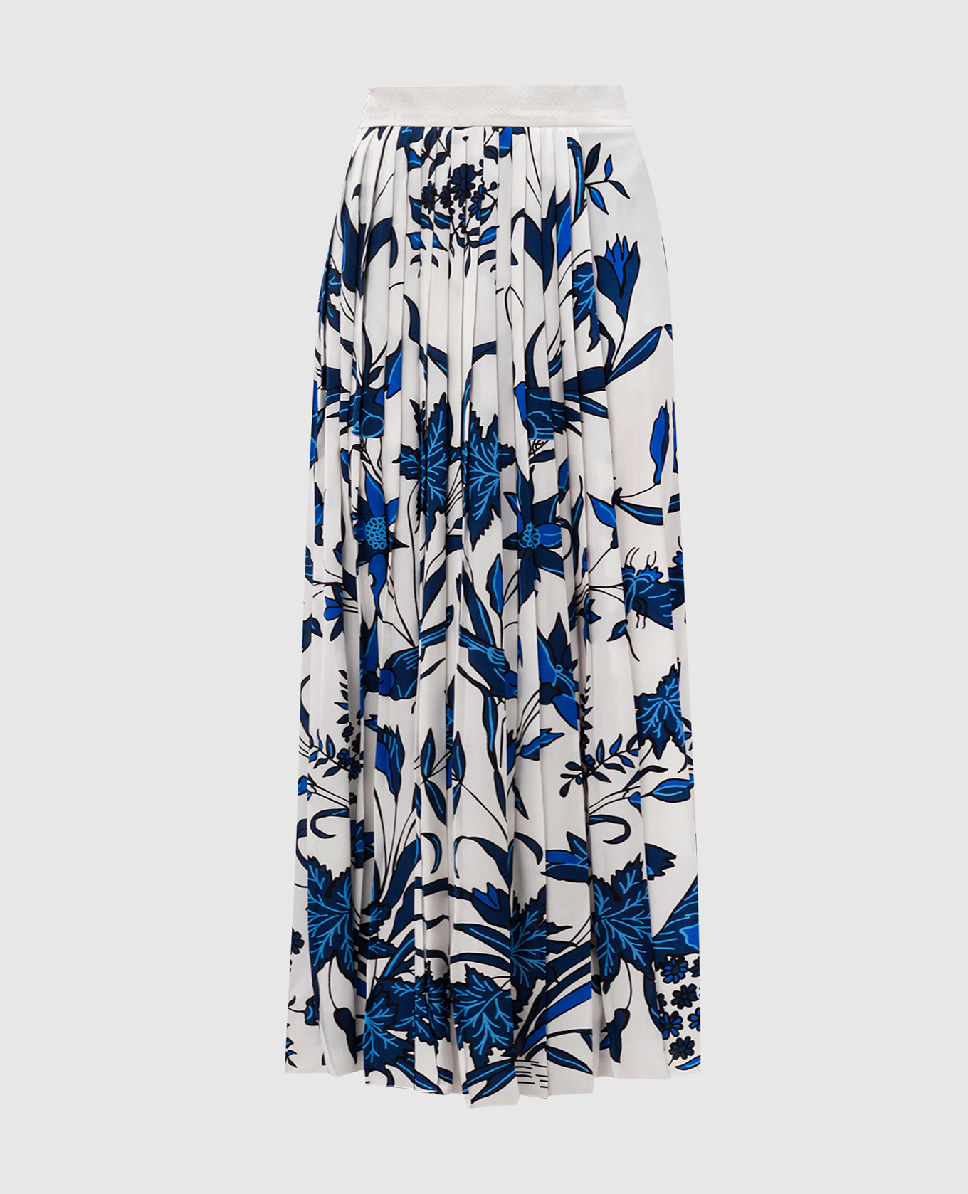 

White skirt made of silk with a floral print LARUSMIANI