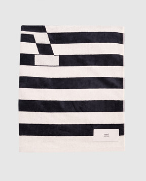 Ami Paris Blue striped towel with Ami de Coeur emblem UTW937AW0080