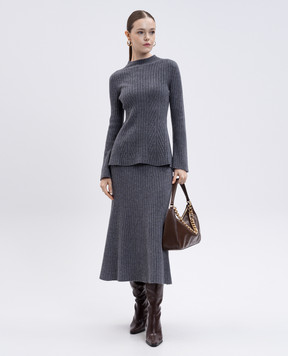 Twinset Gray wool and cashmere midi skirt 252TP3573