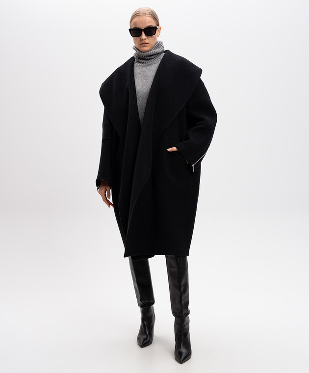 Helmut Lang - Apex Cocoon Black Wool Coat O06HM499 - shop