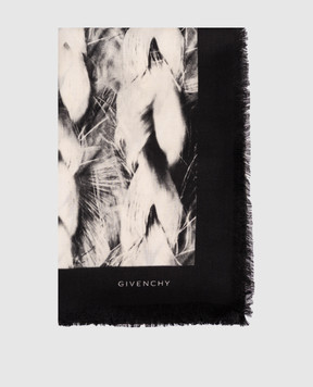 Givenchy Black wool and silk print scarf 710009369001