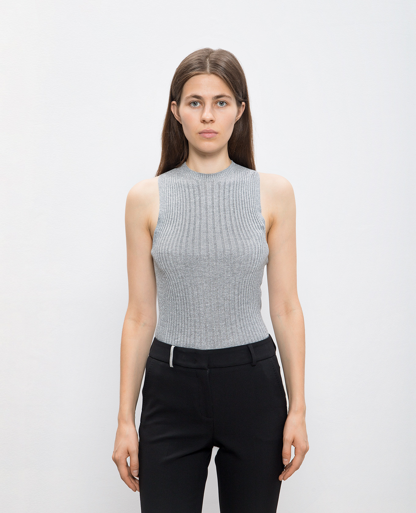 

Gray striped top with lurex Peserico, Grey