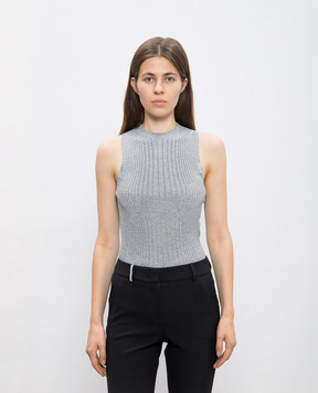 Peserico Gray striped top with lurex A98146F1809242