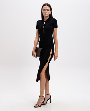Versace Jeans Couture Black midi skirt with figure cuts 77HAEMB1CM61H