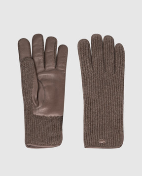Agnona Brown cashmere combination gloves MY08U101K1209