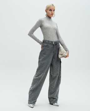 SSHEENA Gray melange longsleeve with crystals 24FWTURTLETF24009