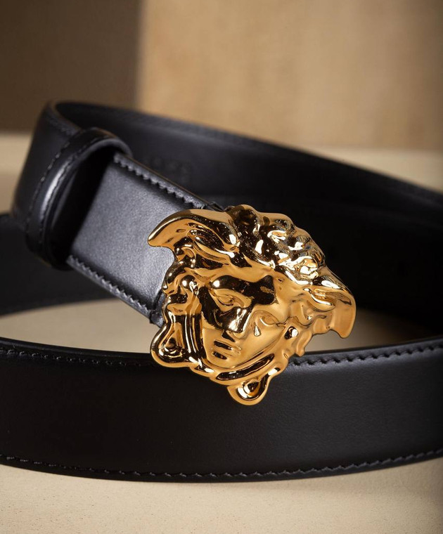 Versace - Black leather belt with La Medusa emblem DCDD442DVTFN