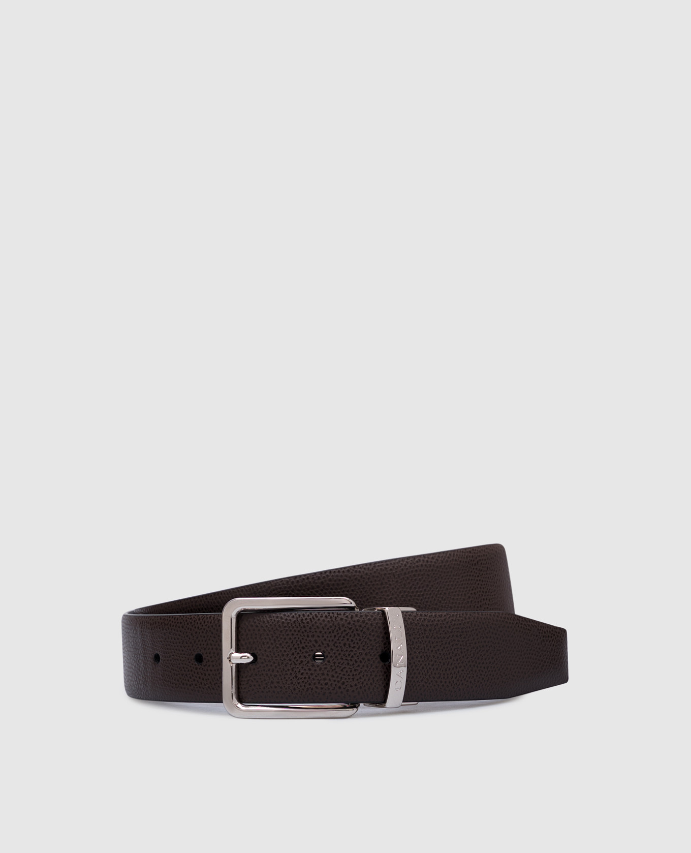 

Reversible leather belt with logo engraving Canali, White