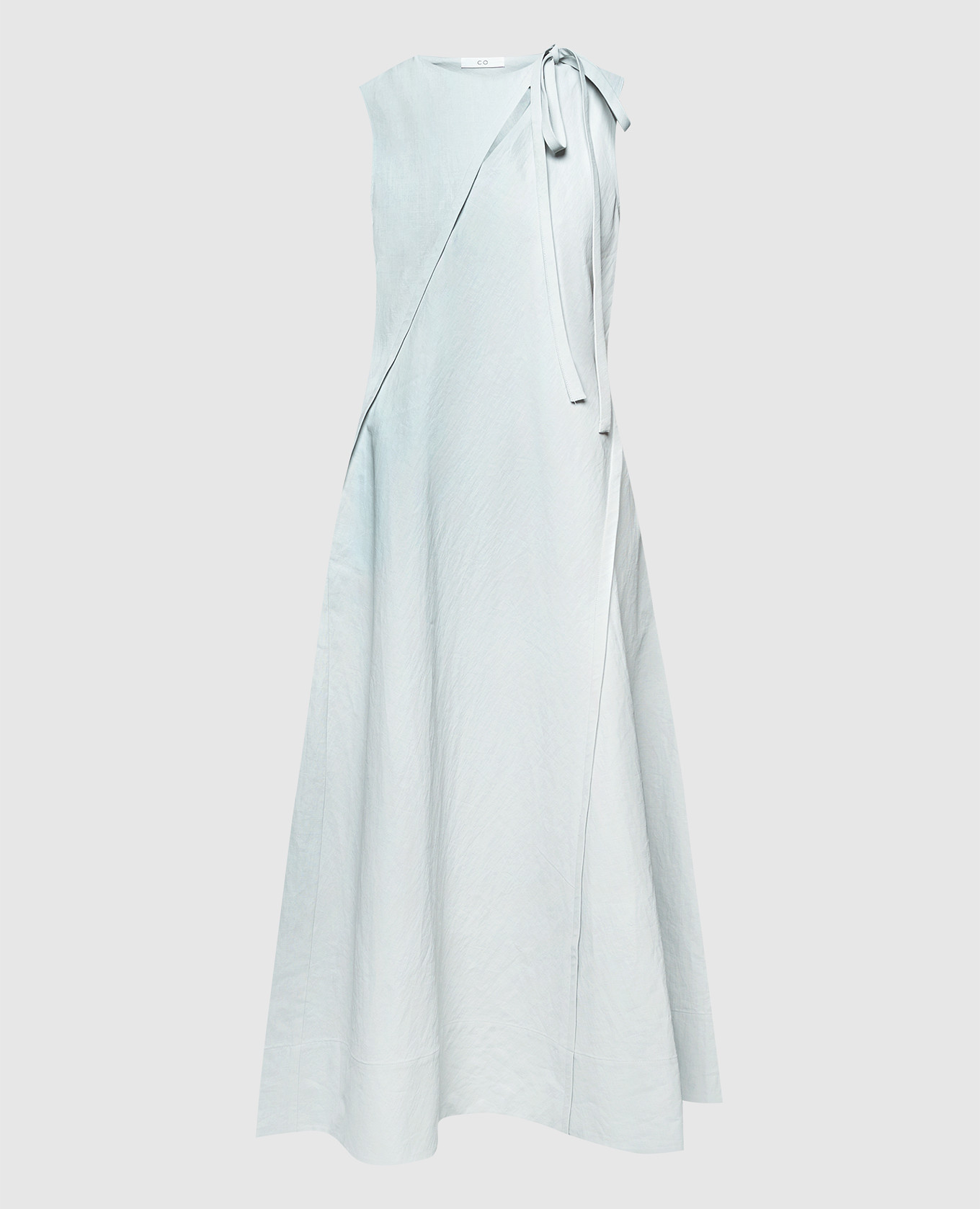 

Blue linen dress with accent stitching CO, Light blue