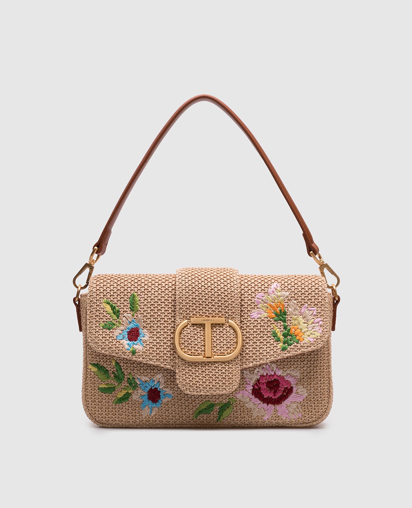 

Beige Amie messenger bag with embroidery Twinset