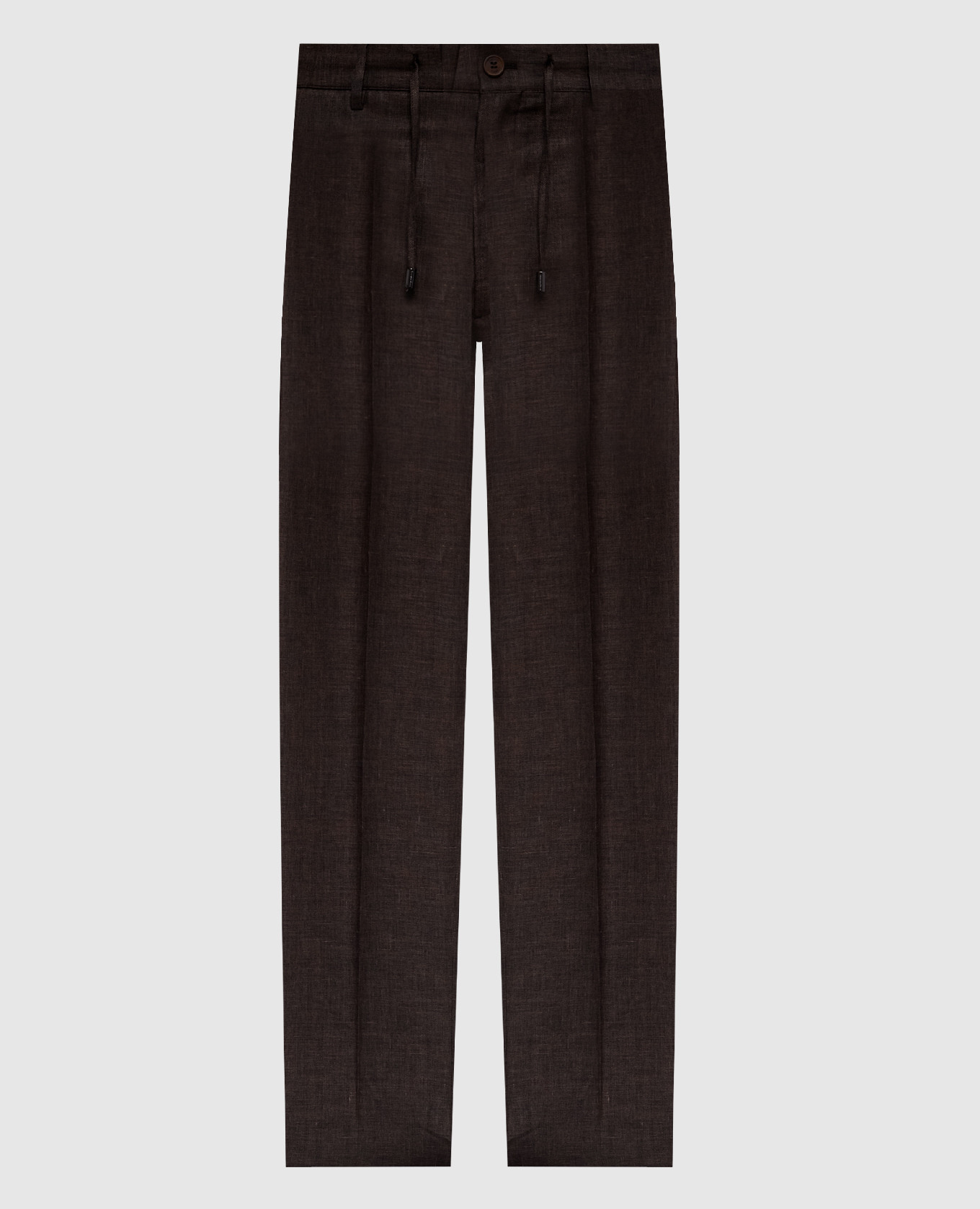 

Brown linen, wool and silk trousers with logo Stefano Ricci