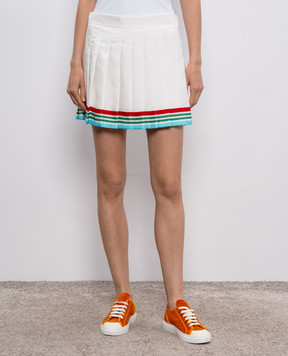 Casablanca Casa Way World Series White Silk Pleated Skirt WS25SK03202