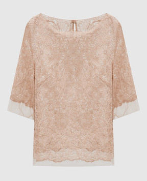 Ermanno Scervino Beige top with embroidery D462L300OEX