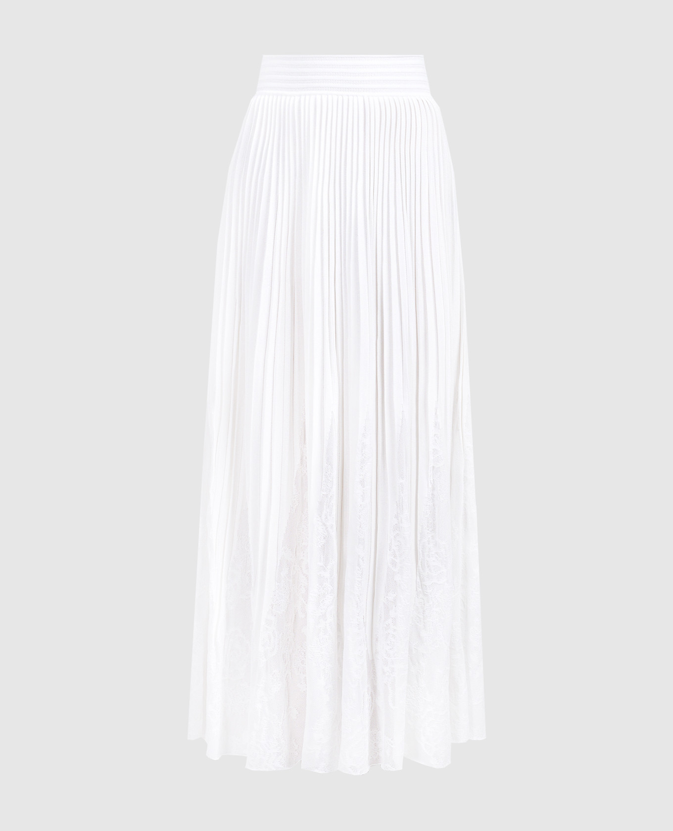 

White pleated skirt with lace Balmain