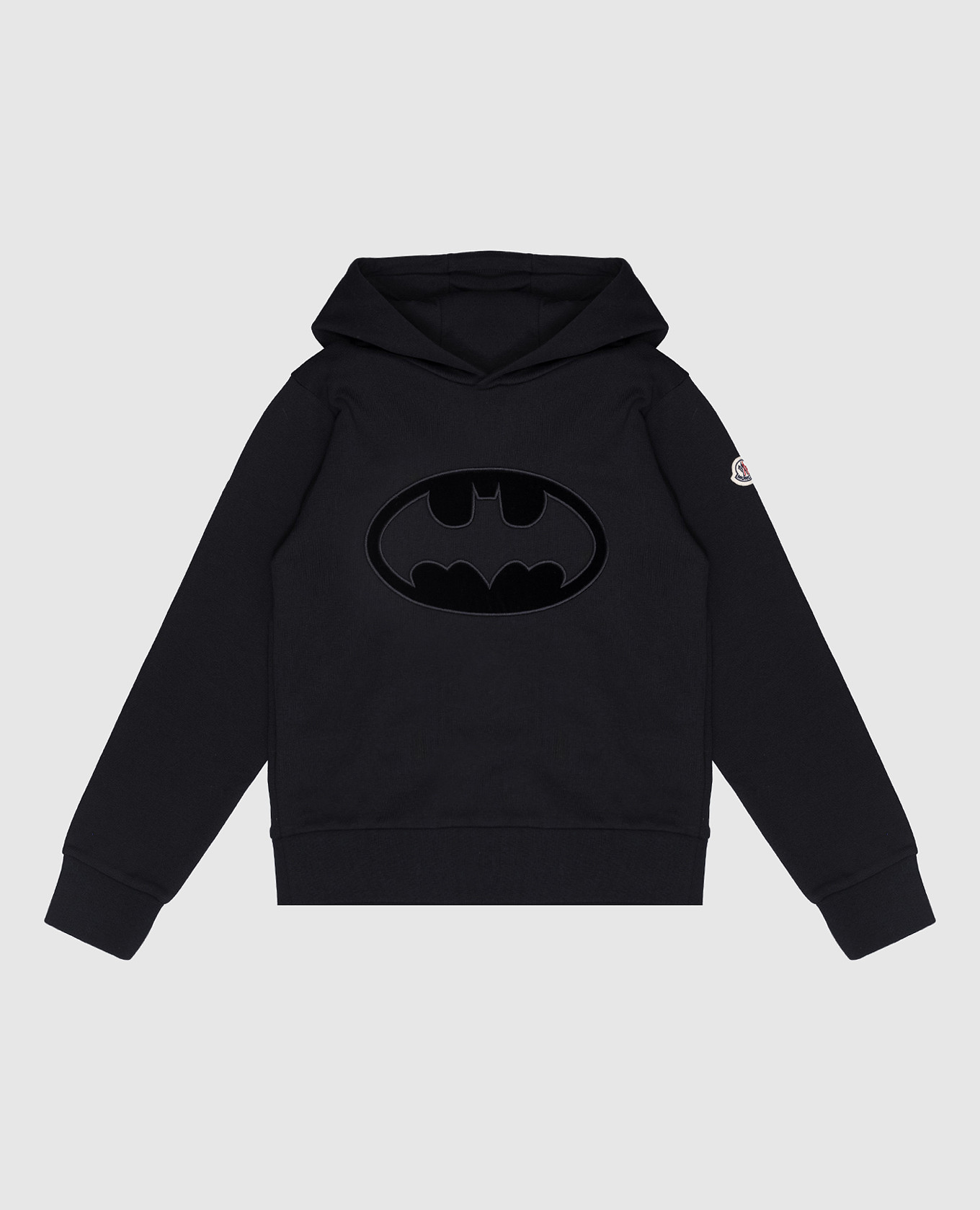 Children's black hoodie with velor batman logo moncler enfant