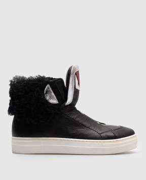 Fendi Children's black leather high-tops JMR1023335