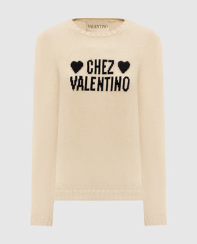 Valentino Beige wool sweater with logo pattern 7B3KC66S9JL