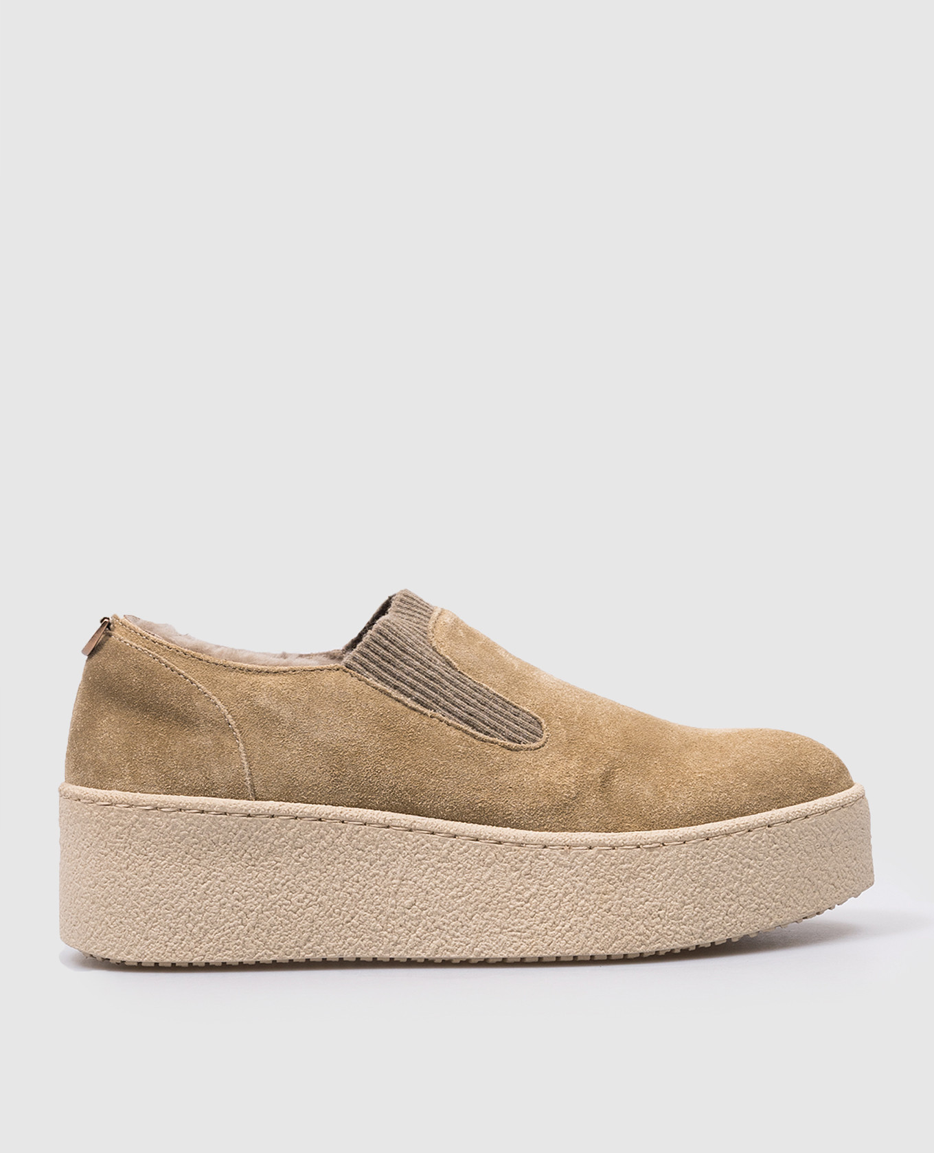

Beige suede slip-ons with fur Agnona
