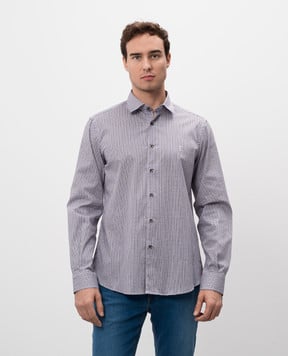 Florentino Blue checked shirt with emblem embroidery 224722420805