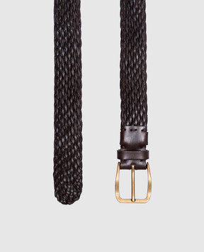 Brunello Cucinelli Brown leather braided belt MAUFB344