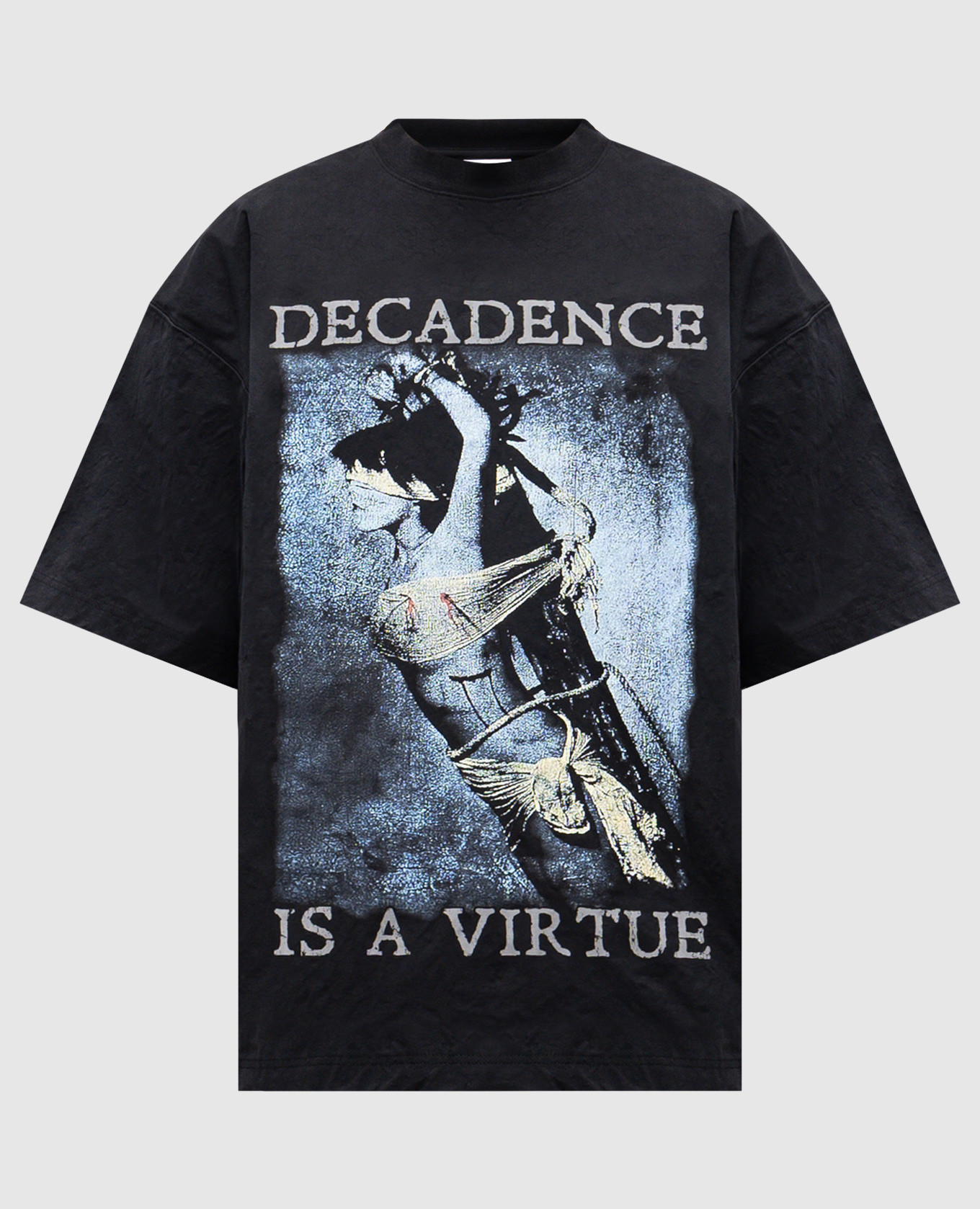 Black metallic Decadence Is A Virtue Tee Vetements
