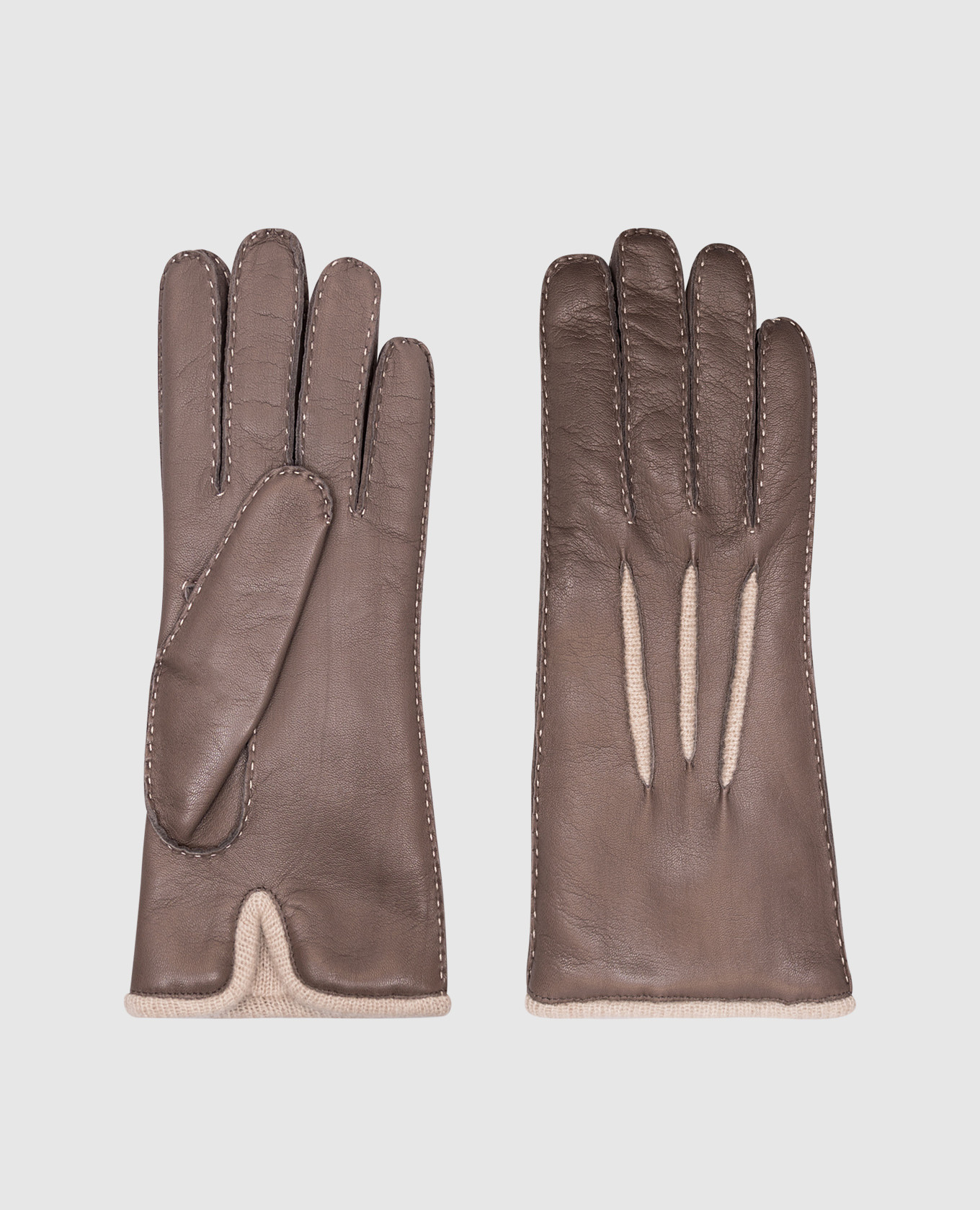Beige leather gloves MooRER