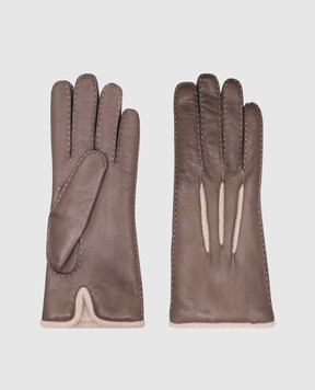 MooRER Beige leather gloves GUANTONAPPAPE