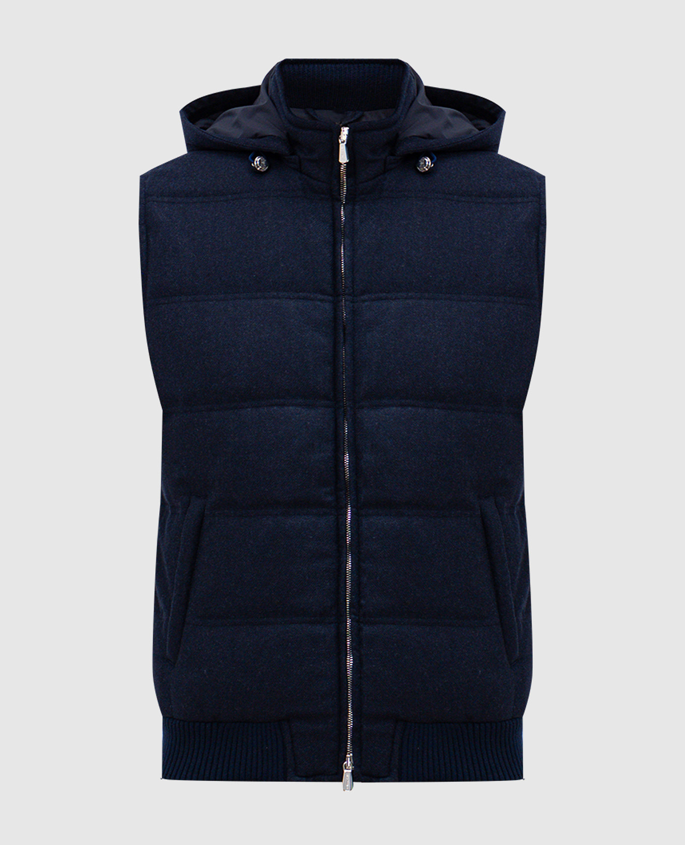 

Blue down vest made of wool and cashmere Enrico Mandelli