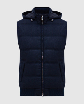 Enrico Mandelli Blue down vest made of wool and cashmere A9T7783821