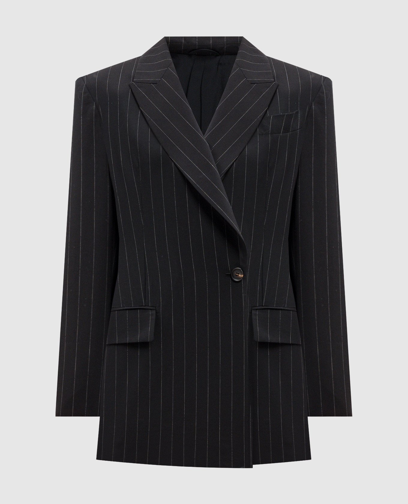 Black double-breasted jacket with striped wool and monil chain brunello cucinelli