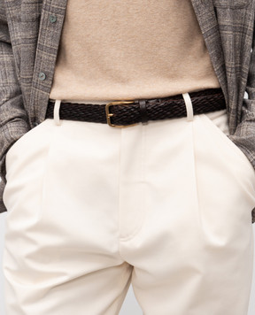 Brunello Cucinelli Brown leather braided belt MAUFB344