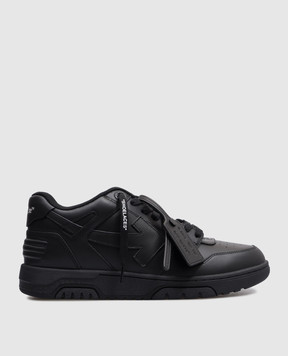 Off-White Out of Office black leather sneakers with logo OMIA189C99LEA013