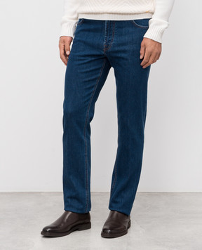 Stefano Ricci Blue jeans with logo patch MFT53B2030RT09BL
