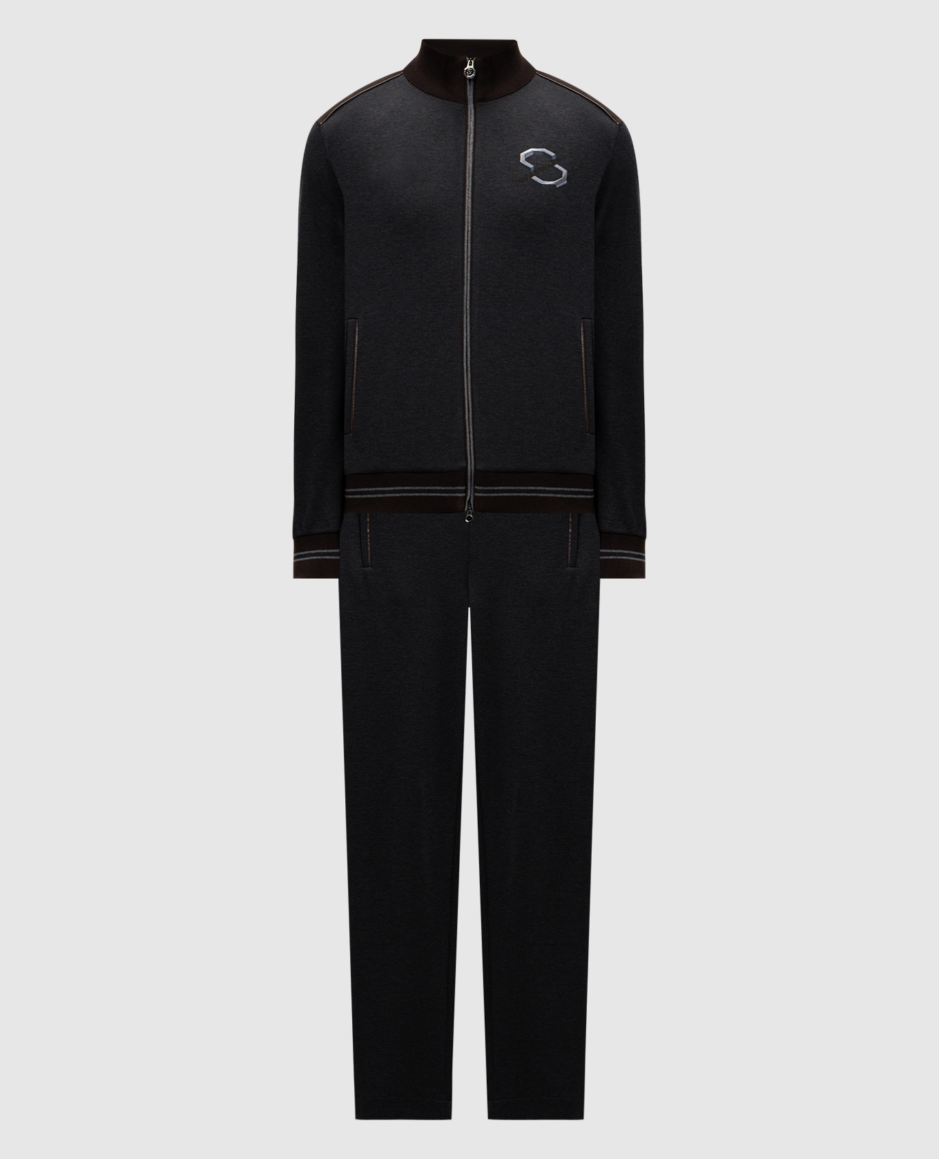 

Grey silk tracksuit with logo embroidery Stefano Ricci
