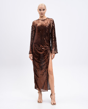 The Attico Brown openwork dress with sequins 251WCW00244PLL009AA