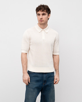 Dolce&Gabbana Beige polo shirt with openwork pattern GXZ15TJBCFO