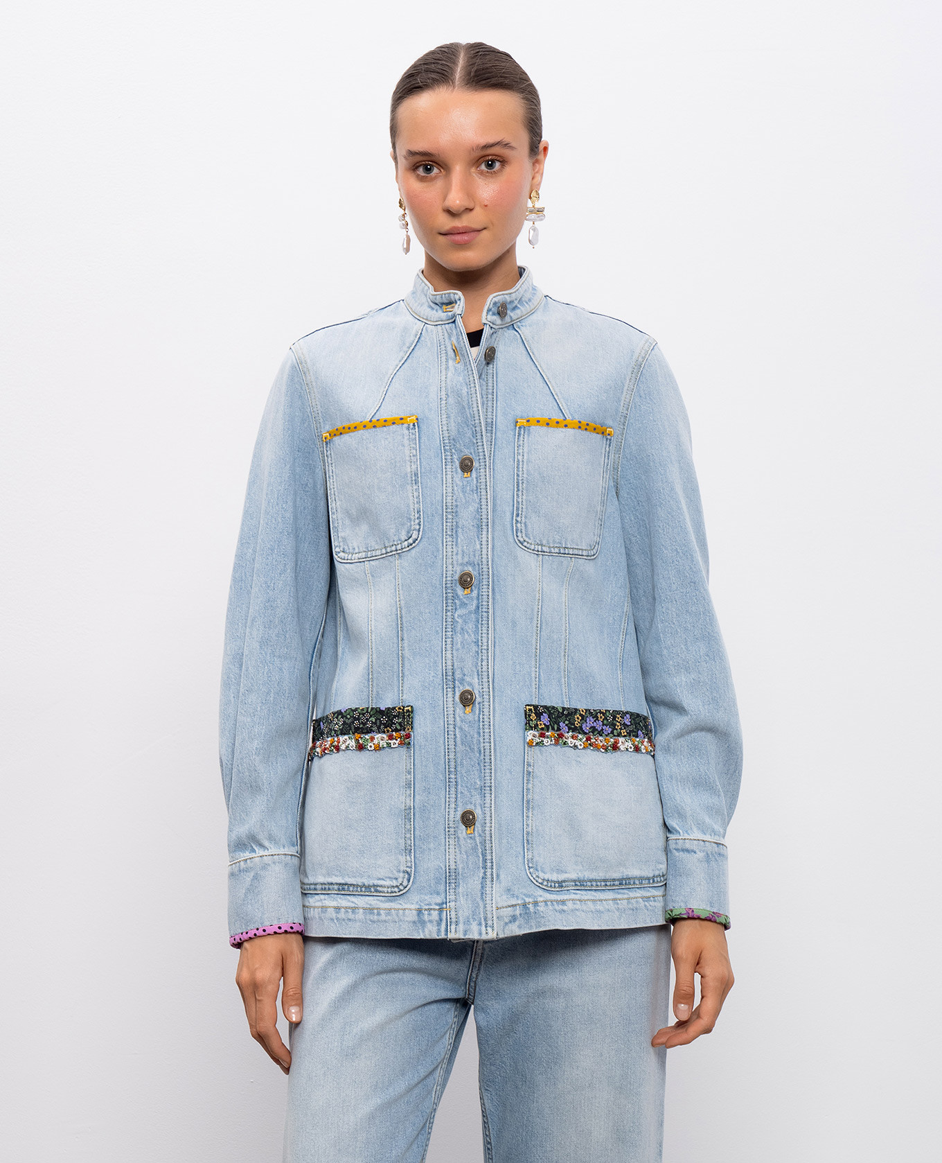 Blue denim jacket with a distressed effect Valentino 3