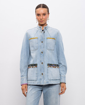 Valentino Blue denim jacket with a distressed effect 7B3DC03N94W