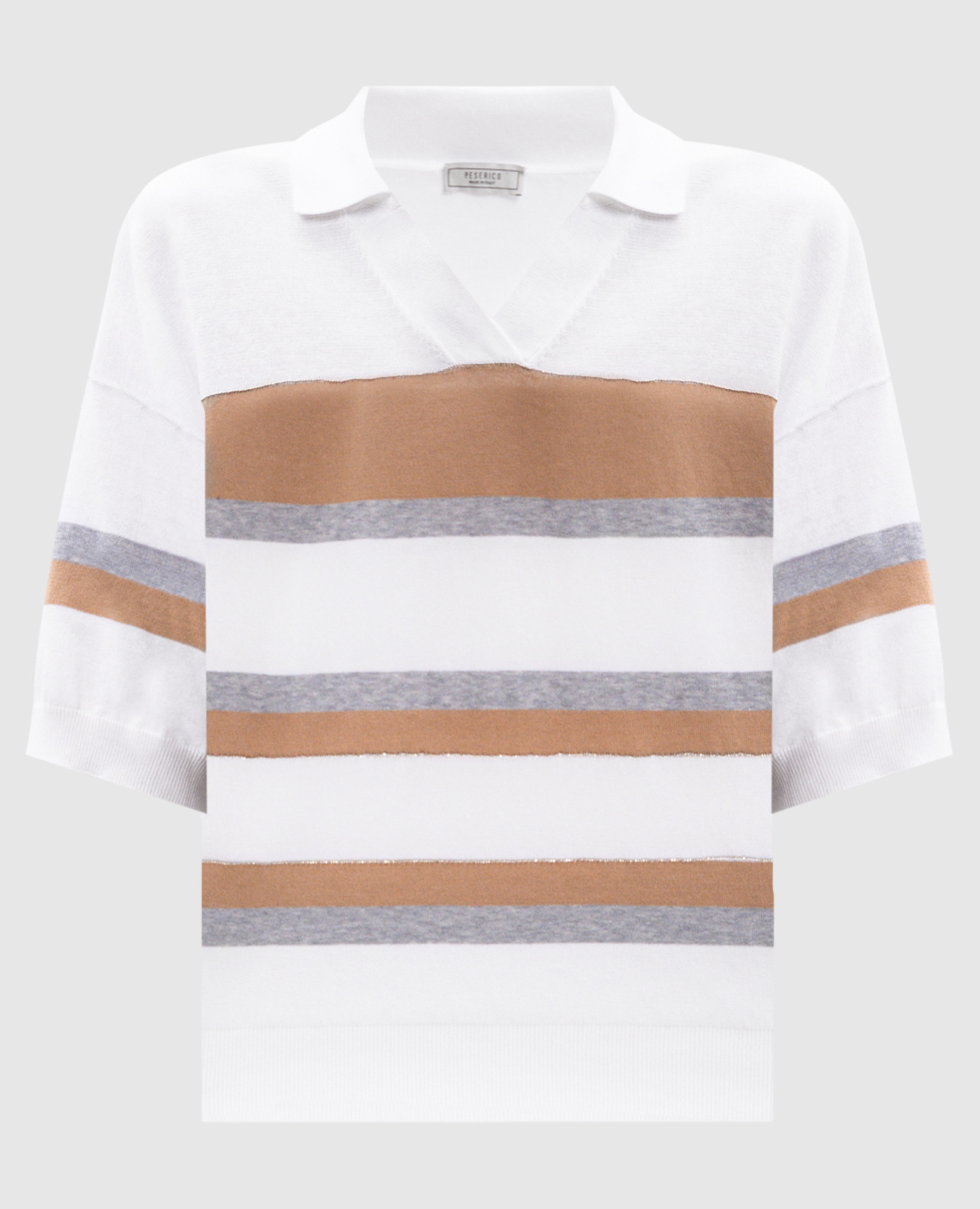 

White striped polo shirt with monil chain Peserico