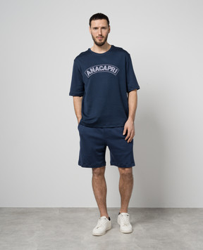 ISAIA Blue T-shirt with embroidery MFA033J0185