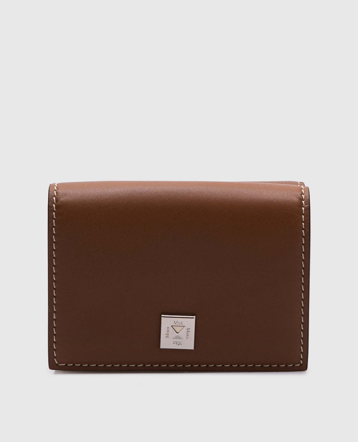 

Brown leather wallet with logo Max Mara