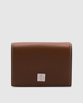 Max Mara Brown leather wallet with logo COMPACTWALLET2