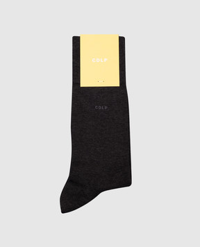 CDLP Black melange socks with logo MSO006122201