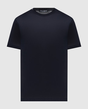 Dolce&Gabbana Blue silk T-shirt with logo G8ST1TFU75F
