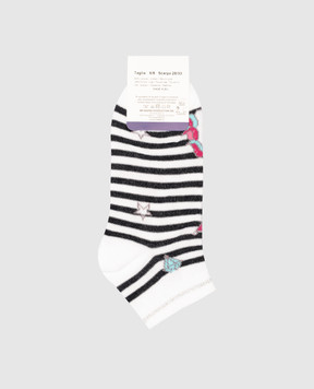 RiminiVeste Mafer children's white socks in a stripe with a pattern RFC7671